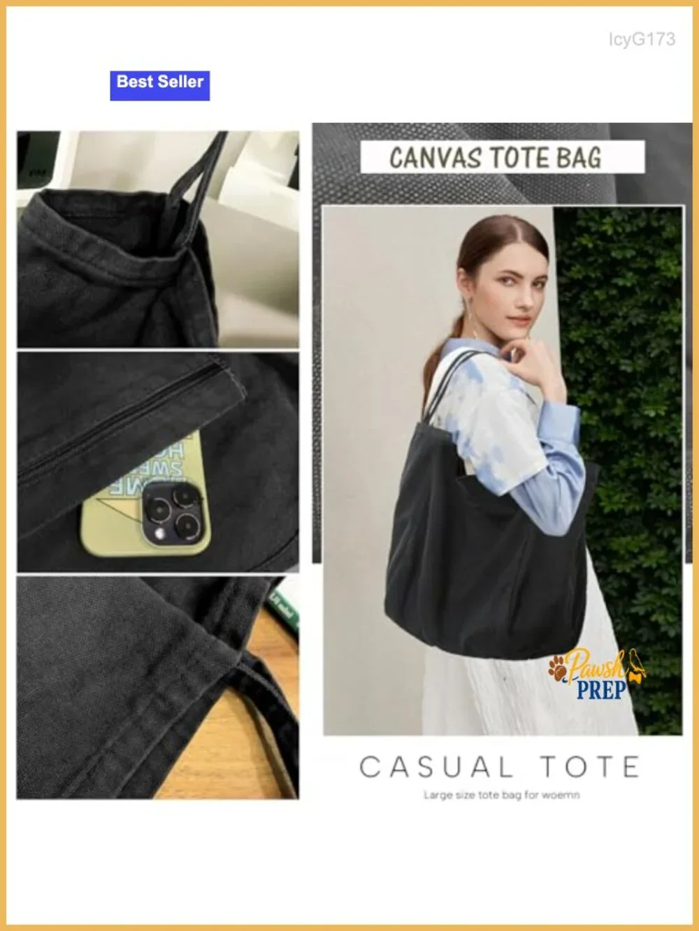 Large Canvas Tote Bag for Women Hobo Shoulder Work Travel Purse